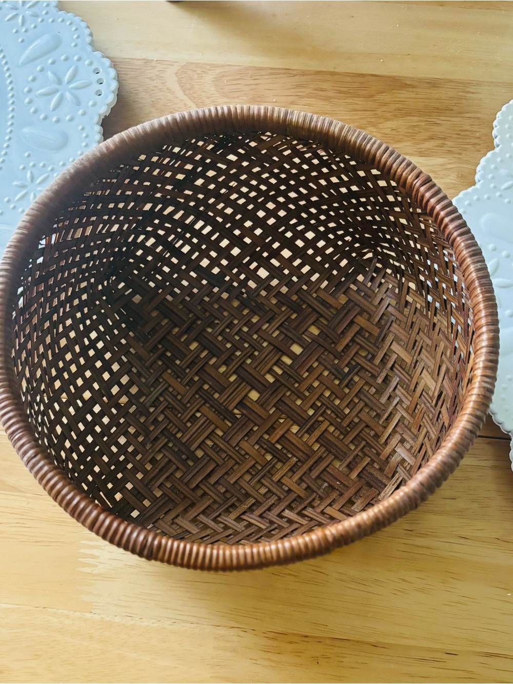Beautiful Vintage Woven Bamboo Basket